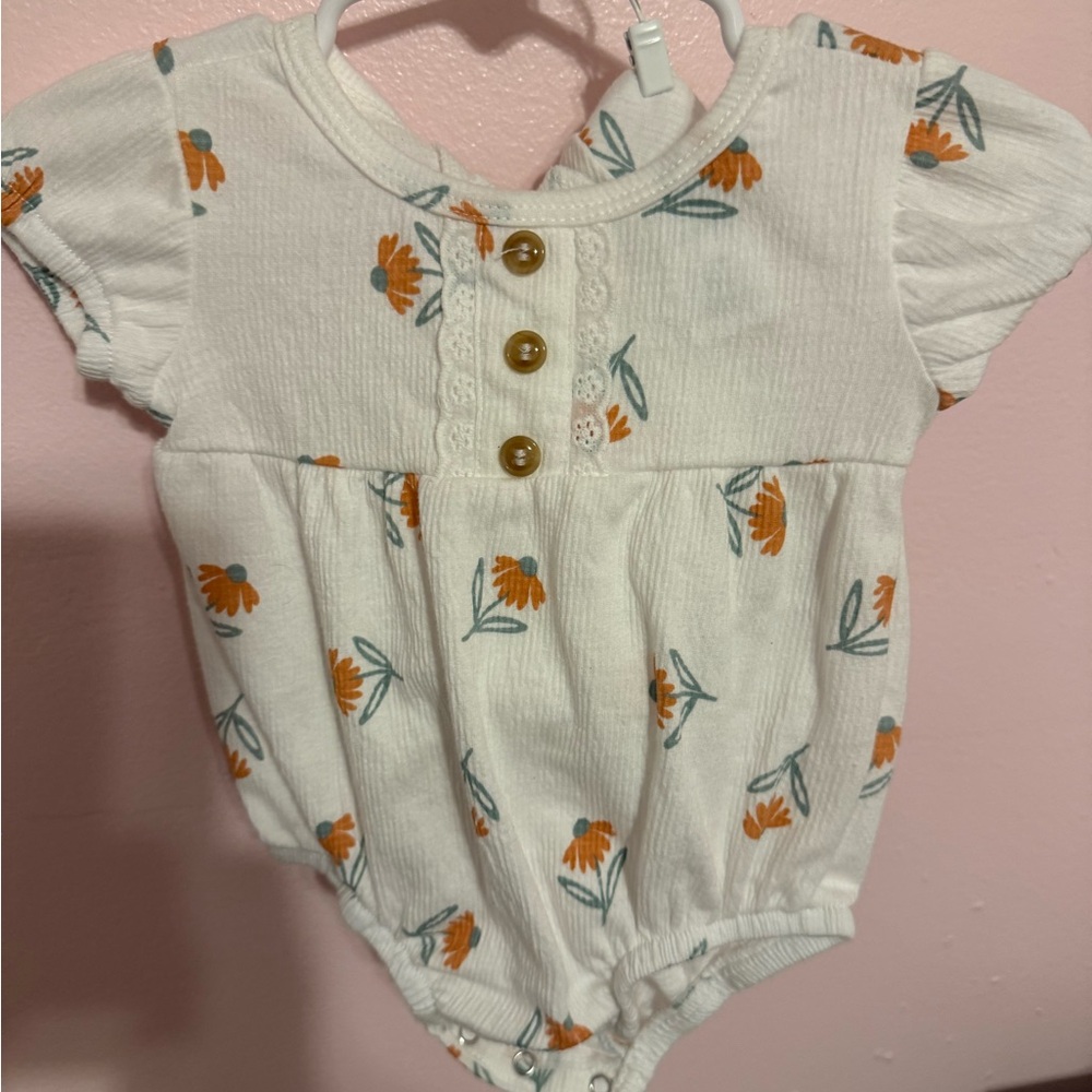 Floral Baby Romper with Buttons